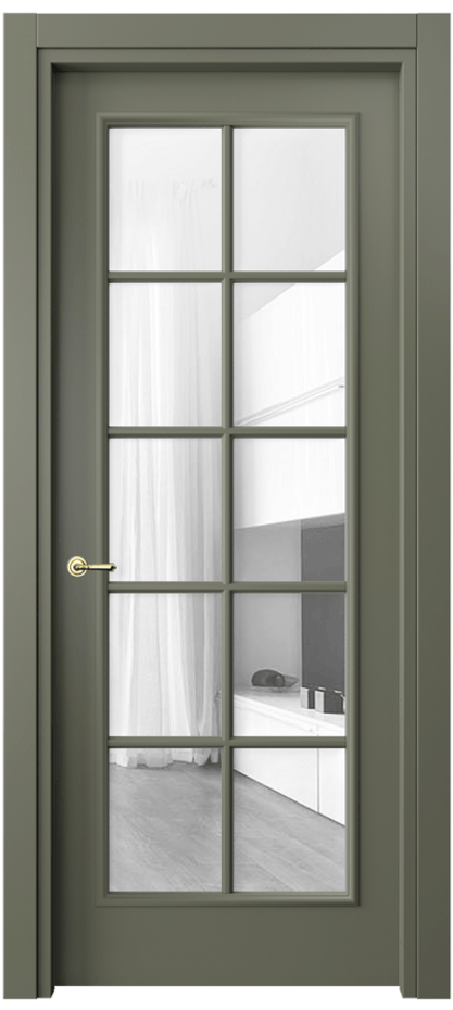 Межкомнатная дверь Paris 8102 Матовый оливковый тёмный Прозрачное стекло Цена 519280 AMD| Volhovec
