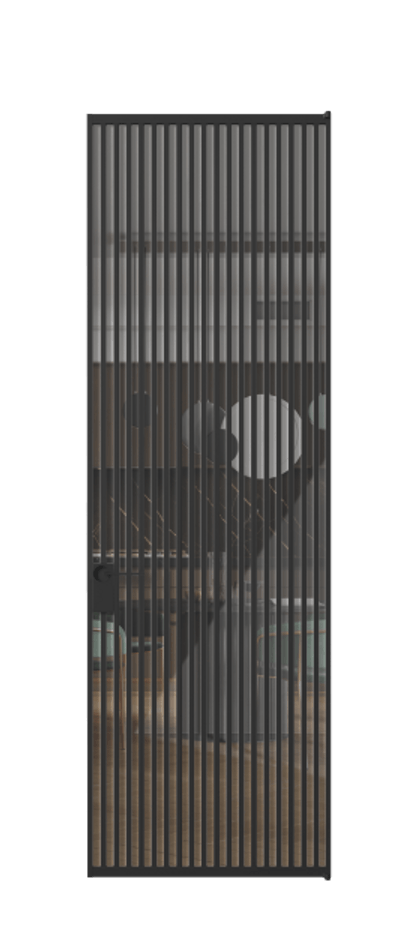 Алюминиевая дверь АЛПЛ040.06 Алюминий Черный Рефлективное прозрачное стекло "Stopsol", калёное Цена 252750  | Volhovec