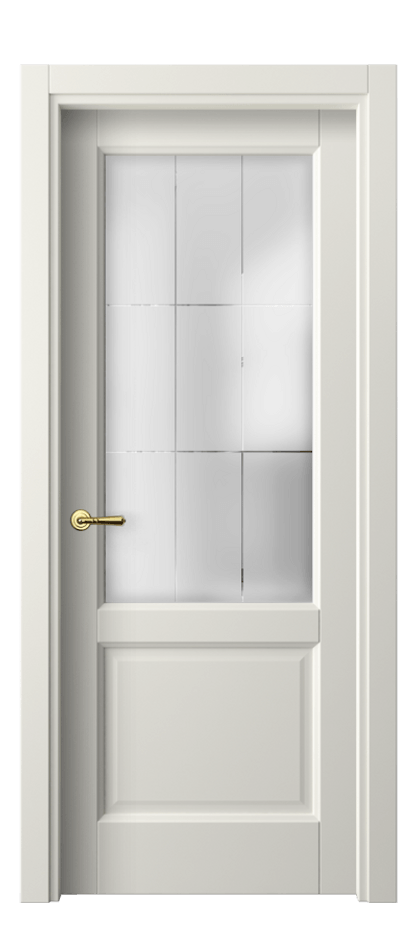 Межкомнатная дверь Галант 1422 Матовый жемчужный Сатинированное стекло с гравировкой "Лофт" Цена 58740 ₽ | Volhovec