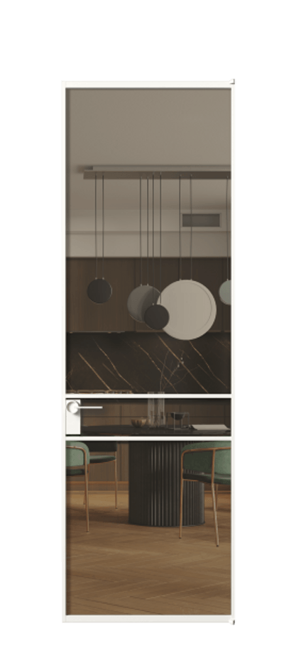 Алюминиевая дверь АЛПЛ040.02 Алюминий Белый Прозрачное бронзовое стекло, триплекс Цена 132140  | Volhovec