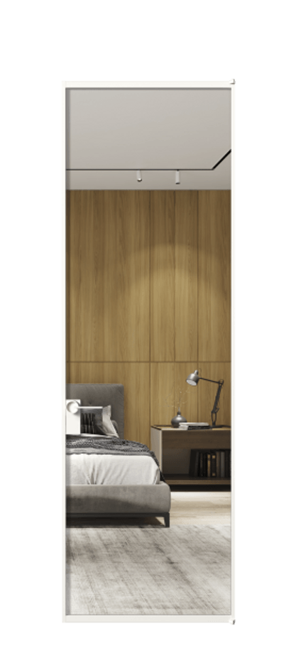 Алюминиевая дверь АЛПЛ040.01 Алюминий Белый Двустороннее зеркало, триплекс , триплекс 6 мм Цена 127130  | Volhovec