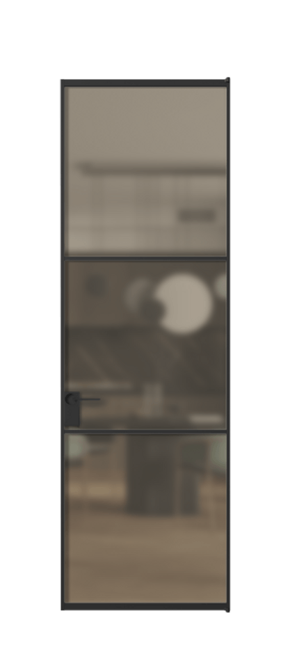 Алюминиевая дверь АЛПЛ040.03 Алюминий Черный Сатинированное бронзовое стекло, триплекс Цена 132140  | Volhovec