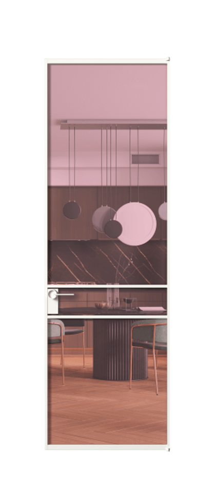 Алюминиевая дверь АЛПЛ040.02 Алюминий Белый Прозрачное розовое стекло, триплекс Цена 132140  | Volhovec