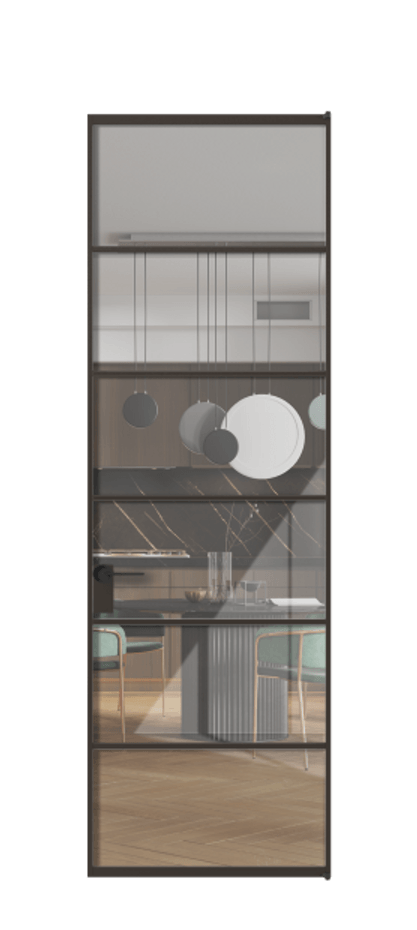 Алюминиевая дверь АЛПЛ040.04 Алюминий антрацит Рефлективное прозрачное стекло "Stopsol", калёное Цена 173220  | Volhovec