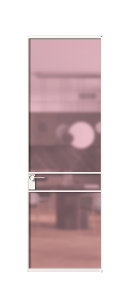 Алюминиевая дверь АЛПЛ040.02 Алюминий Белый Сатинированное розовое стекло, триплекс Цена 132140  | Volhovec
