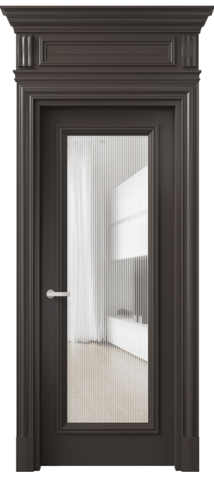 Межкомнатная дверь Antique 7300 Бук антрацит Рифлёное стекло "Дюна", триплекс Цена 185470 ₽ | Volhovec