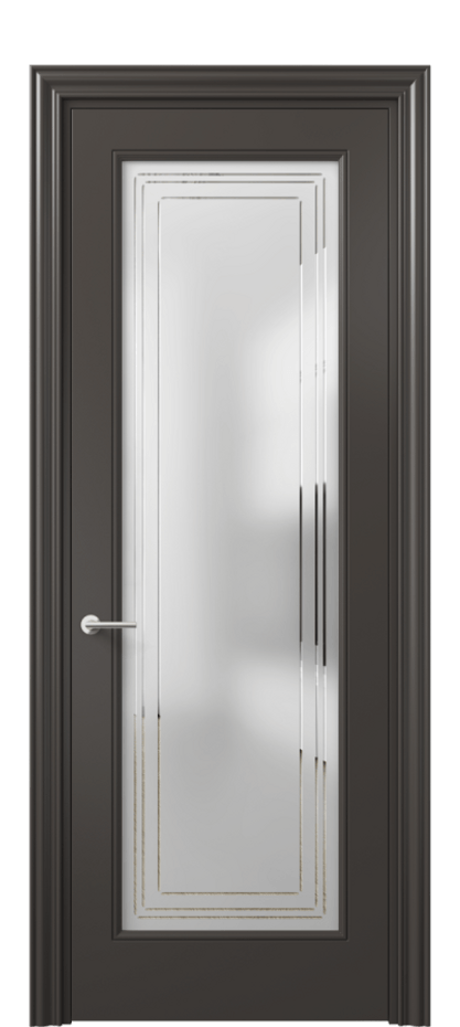 Межкомнатная дверь Mascot 8400 Матовый антрацит Сатинированное стекло с гравировкой "Грани", триплекс Цена 556370 AMD | Volhovec