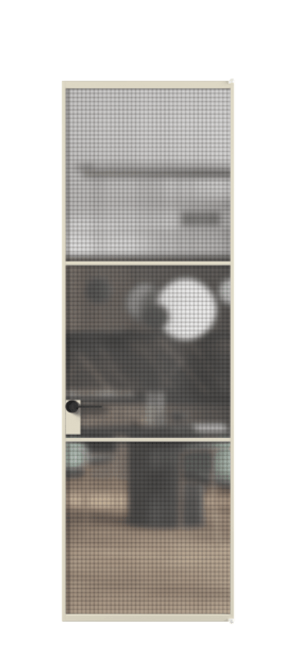 Алюминиевая дверь АЛПЛ040.03 Алюминий бежево-серый Декоративное стекло с сеткой "Mesh silver", триплекс Цена 143410  | Volhovec