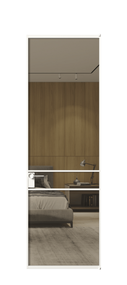 Алюминиевая дверь АЛПЛ040.02 Алюминий Белый Рефлективное бронзовое стекло "Стопсол", калёное Цена 139180  | Volhovec