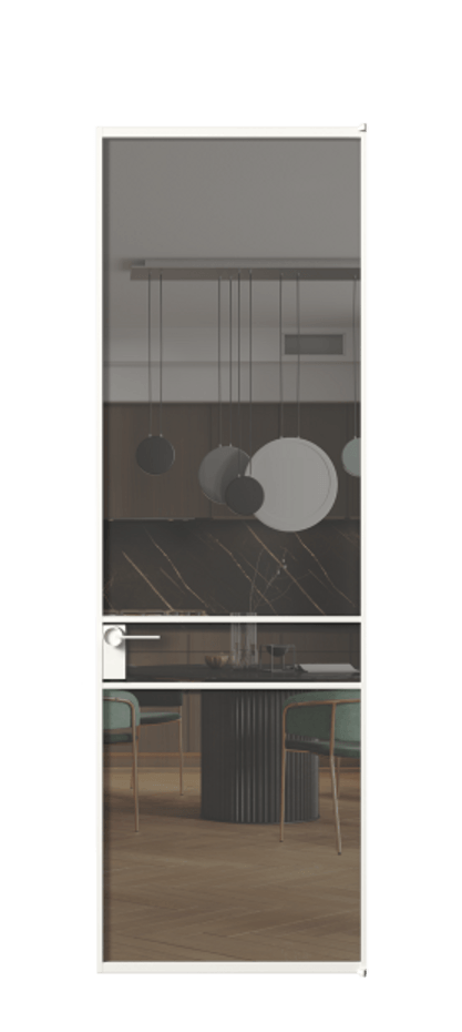 Алюминиевая дверь АЛПЛ040.02 Алюминий Белый Прозрачное серое стекло, триплекс Цена 132140  | Volhovec