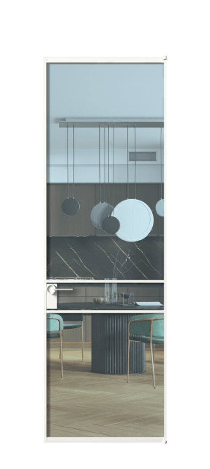 Алюминиевая дверь АЛПЛ040.02 Алюминий Белый Прозрачное голубое стекло, триплекс Цена 132140  | Volhovec