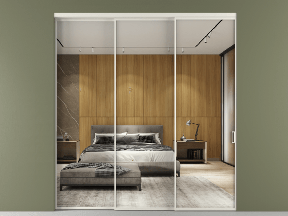 Перегородка Формато внутри проёма 3 створки с синхронным механизмом АЛПР 040.01 Алюминий Белый Двустороннее зеркало, триплекс , триплекс 6 мм. Скрытый короб БЕЛ Цена 347730 ₽ 1. Полотно 3 шт. (800/2100 мм)
2. Комплект установки раздвижной системы
3. Базовый комплект фурнитуры
4. Комплект фурнитуры телескопик синхро-2
5.Ручка Рондо. Фабрика дверей Волховец 8 (800) 551 43 19 Перегородка Формато внутри проёма 3 створки с синхронным механизмом АЛПР 040.01 Алюминий Белый Двустороннее зеркало, триплекс , триплекс 6 мм Цена 347730 ₽ | Volhovec