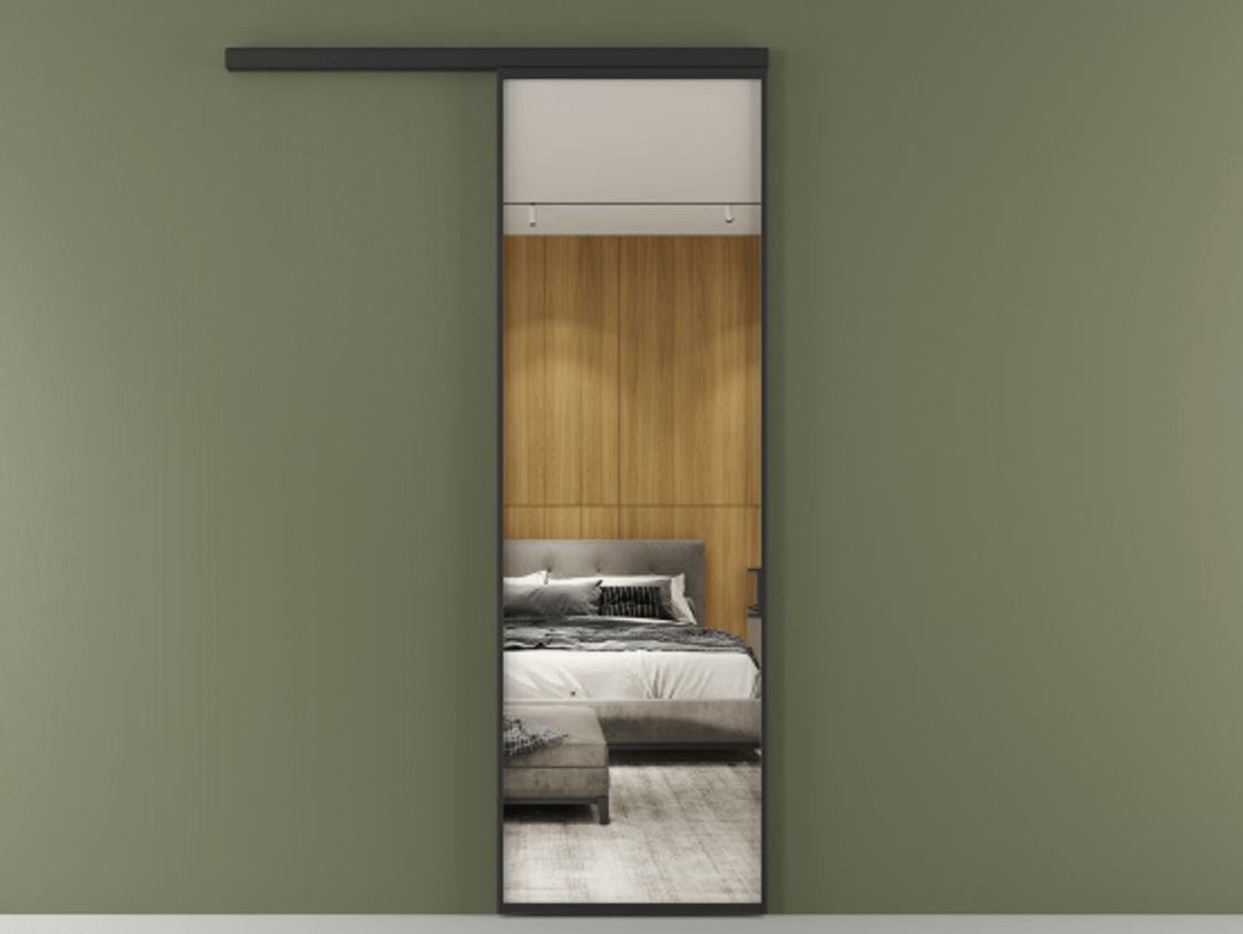 Перегородка Formato вдоль стены 1 створка АЛПР 040.01 Алюминий Черный Двустороннее зеркало, триплекс , триплекс 6 мм Цена 107510 ₽  | Volhovec