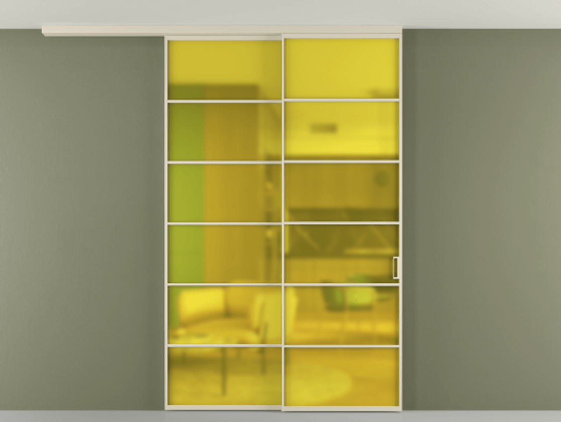 Перегородка Формато вдоль стены на потолок 2 створки с синхронным механизмом АЛПР 040.04 Алюминий бежево-серый Сатинированное жёлтое стекло, триплекс. Цена 320870 ₽ 1. Полотно 2 шт. (800/2100 мм)
2. Комплект установки раздвижной системы
3. Базовый комплект фурнитуры
4.Ручка Рондо. Фабрика дверей Волховец 8 (800) 551 43 19 Перегородка Формато вдоль стены на потолок 2 створки с синхронным механизмом АЛПР 040.04 Алюминий бежево-серый Сатинированное жёлтое стекло, триплекс Цена 320870 ₽ | Volhovec