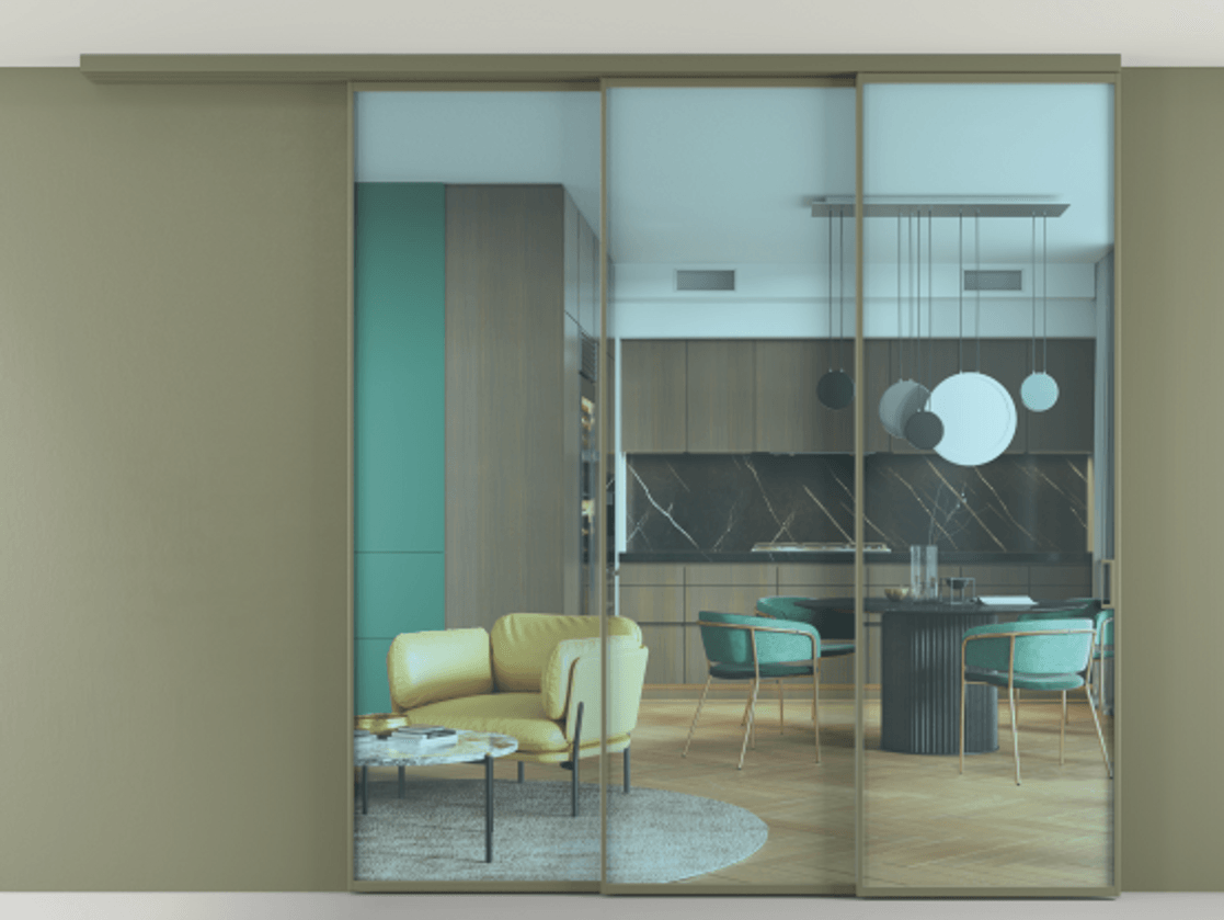 Перегородка Формато вдоль стены на потолок 3 створки с синхронным механизмом АЛПР 040.01 Алюминий оливковый тёмный Прозрачное голубое стекло, триплекс. Цена 420320 ₽ 1. Полотно 2 шт. (800/2100 мм)
2. Комплект установки раздвижной системы
3. Базовый комплект фурнитуры
4.Ручка Рондо. Фабрика дверей Волховец 8 (800) 551 43 19 Перегородка Формато вдоль стены на потолок 3 створки с синхронным механизмом АЛПР 040.01 Алюминий оливковый тёмный Прозрачное голубое стекло, триплекс Цена 420320 ₽ | Volhovec