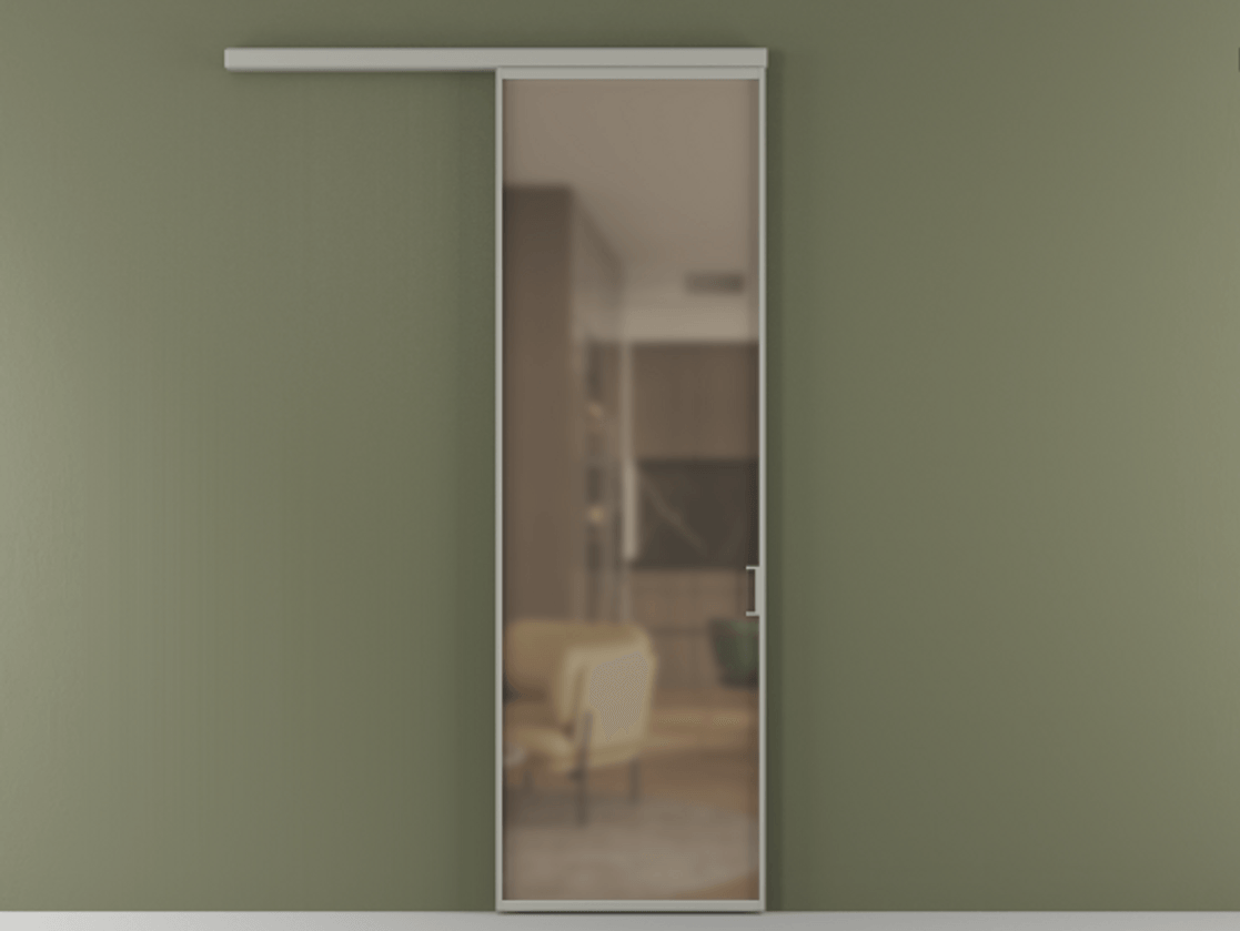 Перегородка Formato вдоль стены 1 створка АЛПР 040.01 Алюминий нейтральный серый Сатинированное бронзовое стекло, триплекс Цена 111940 ₽  | Volhovec