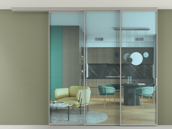 Алюминевая перегородка АЛПР 040.01_АНСР_ПРОЗ ГОЛ_new. Цвет Алюминий нейтральный серый. Материал Алюминий в эмали. Коллекция Перегородка Формато вдоль стены на потолок 3 створки с синхронным механизмом. Фото. Алюминевая перегородка АЛПР 040.01_АНСР_ПРОЗ ГОЛ_new. Цвет Алюминий нейтральный серый. Материал Алюминий в эмали. Коллекция Перегородка Формато вдоль стены на потолок 3 створки с синхронным механизмом. Картинка.