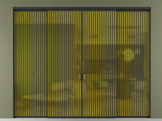 Алюминевая перегородка АЛПР 040.06_ЧРН_САТ ЖЕЛ_new. Цвет Алюминий Черный. Материал Алюминий. Коллекция Перегородка Formato внутри проёма 4 створки. Картинка.