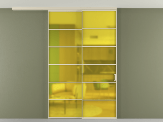 Алюминевая перегородка pv2_2_04_ Алюминий бежево-серый Сатинированное жёлтое стекло, триплекс, 6мм. Цвет Алюминий бежево-серый. Материал Алюминий в эмали. Коллекция Перегородка Формато вдоль стены на потолок 2 створки с синхронным механизмом. Фото. Алюминевая перегородка pv2_2_04_ Алюминий бежево-серый Сатинированное жёлтое стекло, триплекс, 6мм. Цвет Алюминий бежево-серый. Материал Алюминий в эмали. Коллекция Перегородка Формато вдоль стены на потолок 2 створки с синхронным механизмом. Картинка.