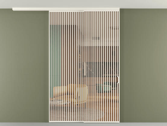 Алюминевая перегородка pv2_2_06_ Алюминий пудровый белый Прозрачное оранжевое стекло, триплекс, 6мм. Цвет Алюминий пудровый белый. Материал Алюминий в эмали. Коллекция Перегородка Formato вдоль стены на потолок 2 створки с синхронным механизмом. Картинка.