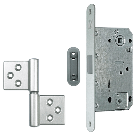 Фурнитура для дверей Комплект фурнитуры с круглым сечением. Цвет Матовый хром. Коллекция Комплект фурнитуры с круглым сечением. Картинка.