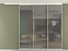 Перегородка Формато вдоль стены на потолок 3 створки с синхронным механизмом