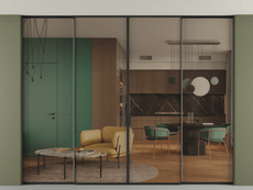 Перегородка Formato внутри проёма скрытое крепление в потолок 4 створки