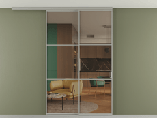 Перегородка Формато вдоль стены на потолок 2 створки с синхронным механизмом