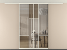 Перегородка Mosaic вдоль стены на потолок 2 створки